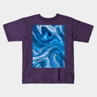 SKY BLUE LIQUID MARBLE DESIGN, PATTERN Kids T-Shirt